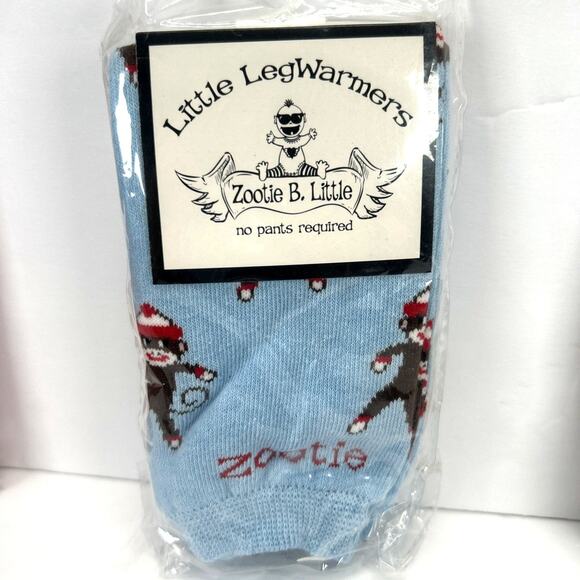 3 Zootie B. Little Leg Warmers Baby & Toddler NEW Blue Grey Red Sock Monkey - Picture 3 of 6